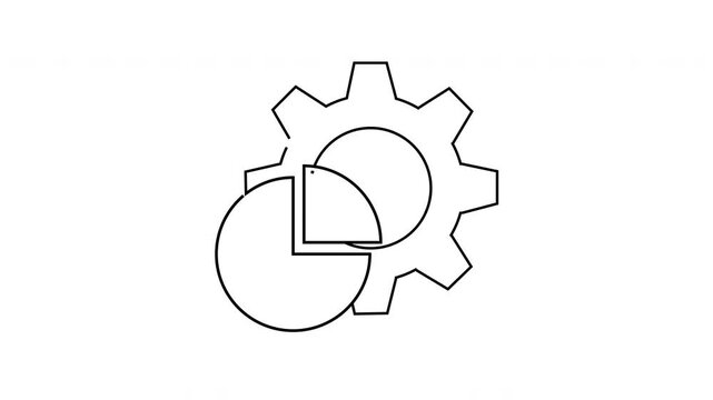 Data analysis concept with gear and pie chart for business graphics.