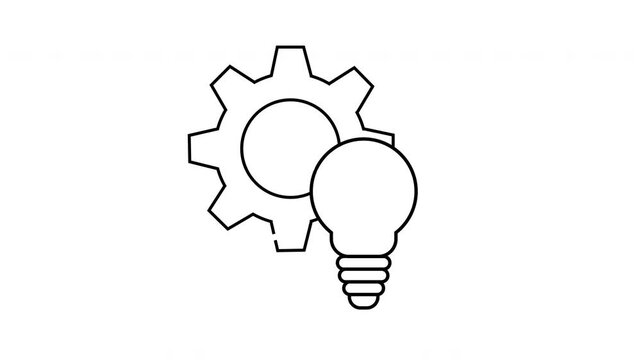 Light Bulb and Gear Illustration for Creativity and Innovation Concepts