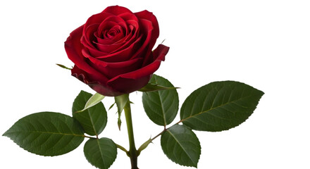 Fototapeta premium Beautiful Red Rose PNG Isolated Against White Background