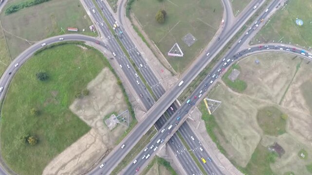Aerial view of a road infrastructure in Ghana, Tetteh-Quarshie Roundabout, N1 Tema-Lapaz motorway