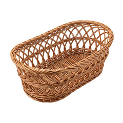 Obraz premium Natural Woven Bread Basket Isolated for Food Serving Concepts 