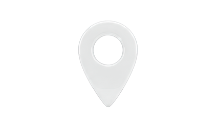 White Location Pin Icon Isolated on White Background