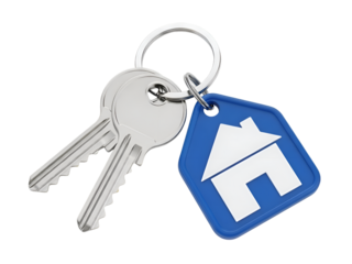 Real Estate Keys: New Home, Property Ownership, House Symbol on white background