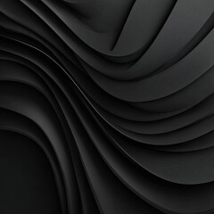 A black abstract art with undulating wavelike structures and textured surfaces