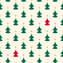 Minimal geometric pine tree seamless pattern design for Christmas and new year background.
