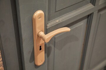 Door of a house, handle closeup