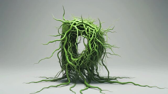 Cinematic Organic Growing Roots Letter D 3D Animation &ndash; Nature Ecology Typography Resource