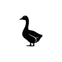 【Animals Icons – Basic】Goose silhouette icon for farm and animal design｜ガチョウのシルエットアイコン 農場・動物用