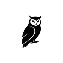 【Animals Icons – Basic】Owl silhouette icon for wisdom and nature design｜フクロウのシルエットアイコン 知恵・自然用