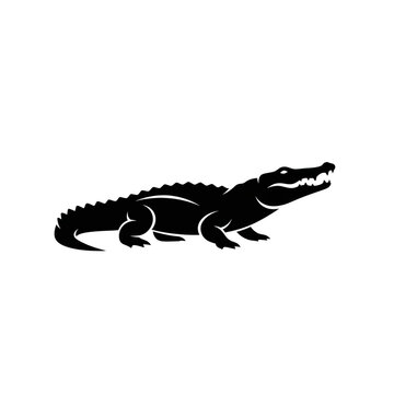 【Animals Icons &ndash; Basic】Crocodile silhouette icon for logo and design｜ワニのシルエットアイコン（ロゴ・デザイン用）