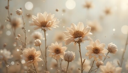 Soft-focus dried flowers with a dreamy creamy background