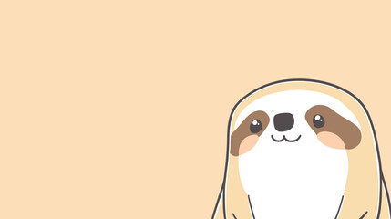 Naklejka premium Adorable Cartoon Sloth Peeking from the Right Side of the Frame.