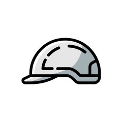 Fototapeta premium Simple white hard hat icon representing safety in construction and industrial settings isolated on transparent background, illustration