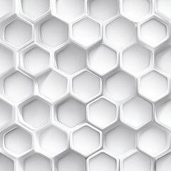 A pattern of white 3D hexagonal shapes with depth and varying light creating a modern abstract design