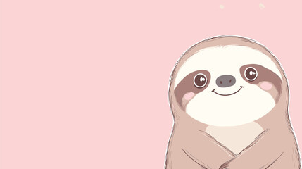 Naklejka premium Charming Sloth Illustration - A Gentle Smile on a Pink Canvas.