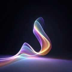 A swirling abstract ribbon of light in gradient colors against a dark background