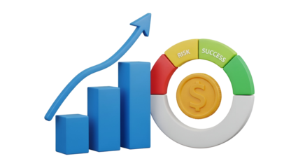 3d business success and financial growth concept with risk cycle