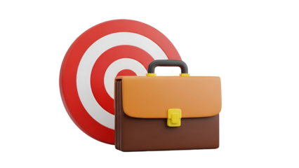 A business briefcase and target illustration representing professional goals and success