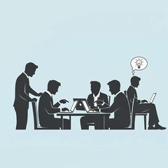 Business Meeting Silhouette Team Collaboration and Idea Generation in a Corporate Setting