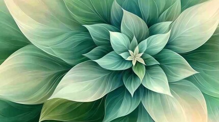 Abstract Green Leaf Pattern with Soft Light Shades for Nature and Botanical Design