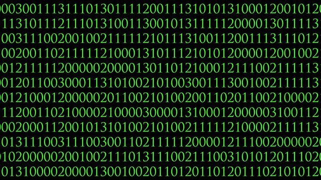 Digital binary code rain falling on a dark blue background, Falling binary code in the matrix style,
Binary code looped background, Matrix green binary code streaming animation.