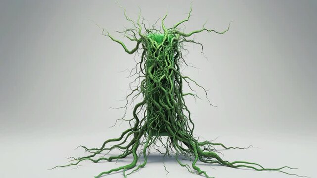 Cinematic Organic Growing Roots Letter I 3D Animation &ndash; Nature Ecology Typography Resource