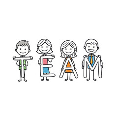 Naklejka premium Group of cartoon business people standing together.