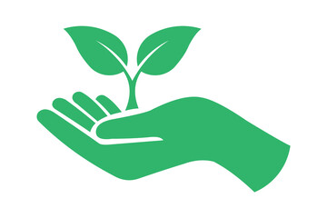 hand holding seed go green icon