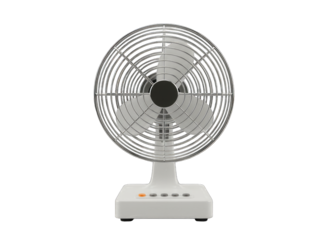 White Electric Fan Isolated on White Background