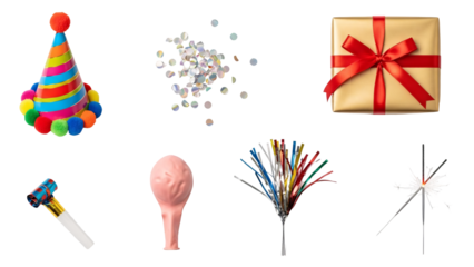 Colorful party hat with festive decorations.