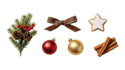 Festive Christmas Ornaments and Decorations Collection.