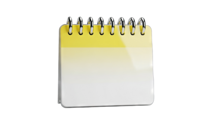 Yellow Notepad with Metal Spiral on White Background