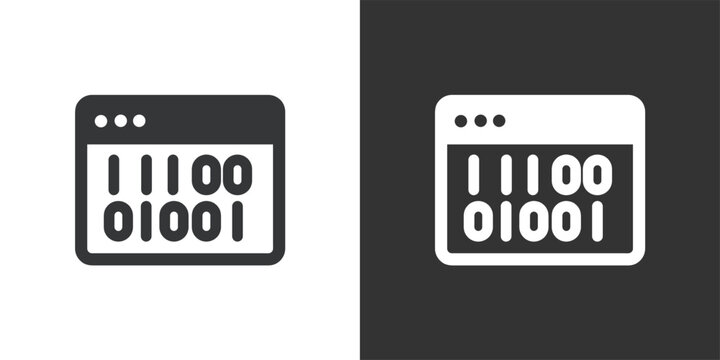 Binary Code Window icon. Solid glyph series icon