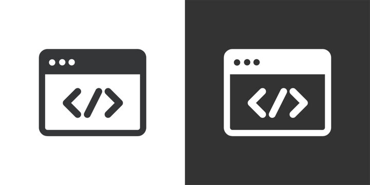 Source Code Window icon. Solid glyph series icon