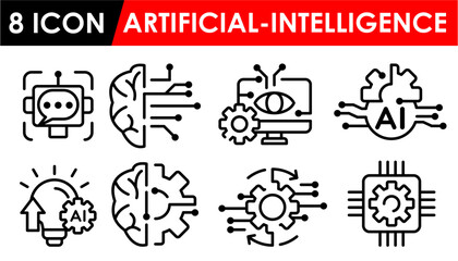 artificial intelligence Icon set, Tech Idea, line icon vector illustration