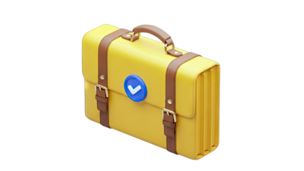 Yellow Briefcase with Checkmark: Success Icon
