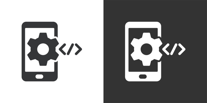 Mobile App Development icon. Solid glyph series icon