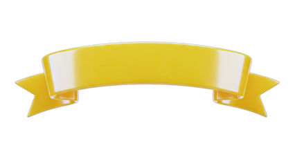 Yellow Ribbon Banner Floating on White Background