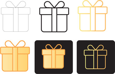 Minimalist gift box icons in outline and filled styles, perfect for enhancing holiday designs, special occasion announcements, and e-commerce promotions