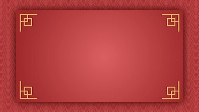 Chinese animation background with red texture and gold border frame, perfect for festive titles, celebration greetings, and traditional cultural videos