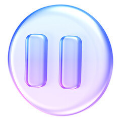 Translucent pause control icon with smooth glassmorphism effects and gentle gradient colors. Ideal for modern media players, UI systems, and digital control interfaces