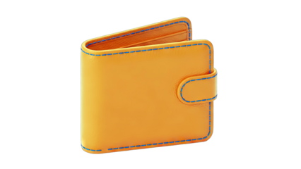 Yellow Leather Wallet Isolated on White Background