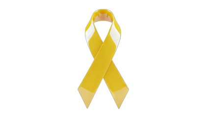 Yellow Ribbon Symbol of Support and Awareness on White Background