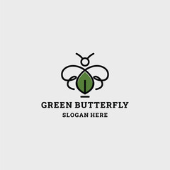 Green butterfly logo icon design template vector illustration