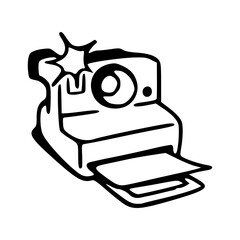 doodle instant camera photo output line art