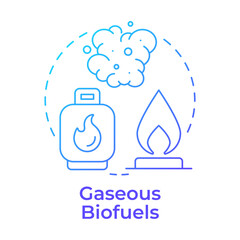 Gaseous biofuels blue gradient concept icon. Organic biogas, carbon dioxide. High temperature. Round shape line illustration. Abstract idea. Graphic design. Easy to use in article, brochure