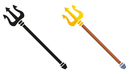 Trident staff icon. Flat illustration.