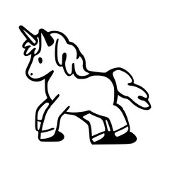 childish drawing of a happy standing unicorn