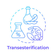 Transesterification blue gradient concept icon. Chemical process, industrial production. Round shape line illustration. Abstract idea. Graphic design. Easy to use in article, brochure