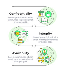 The cia triad infographic vertical sequence. It infrastructure, personal privacy. Visualization infochart with 3 steps. Circles workflow. Montserrat SemiBold, Lato Regular fonts used